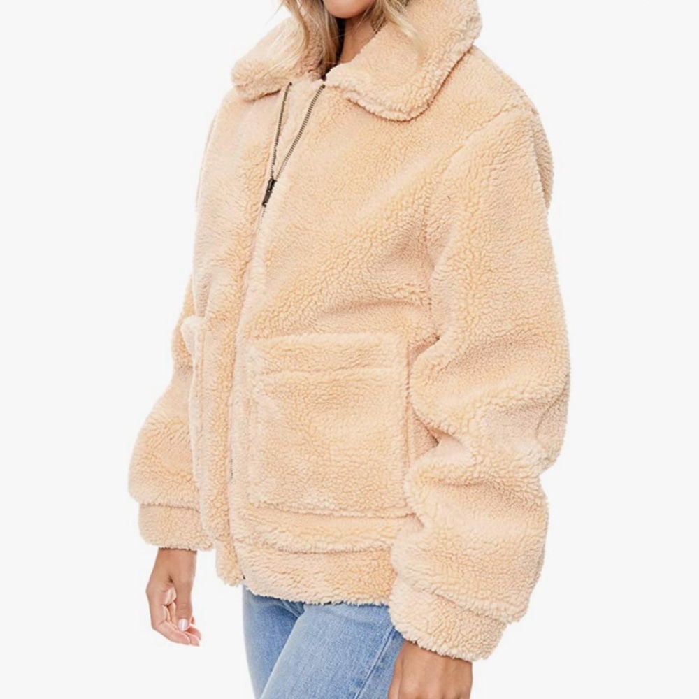 Elodie Women's Fuzzy Faux Shearling Teddy Bear Jacket